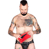 Leather Gauntlet Wallet Black-Red Trim