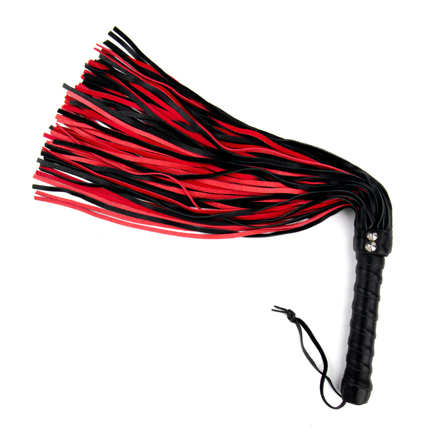 Large Leather Flogger Black/Red