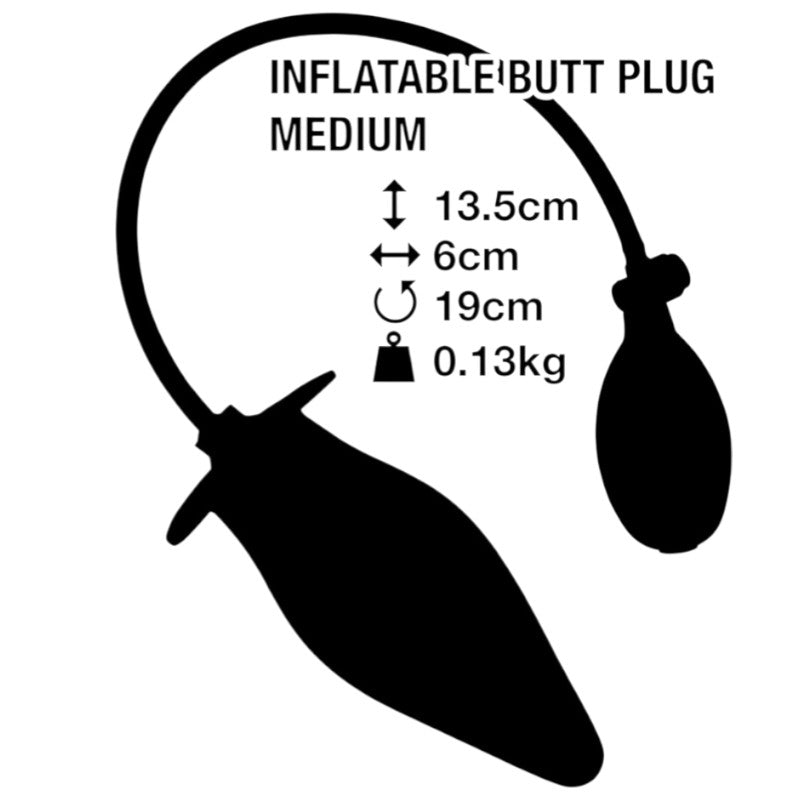 Butt Plug - Medium Inflatable Black  Butt Plug