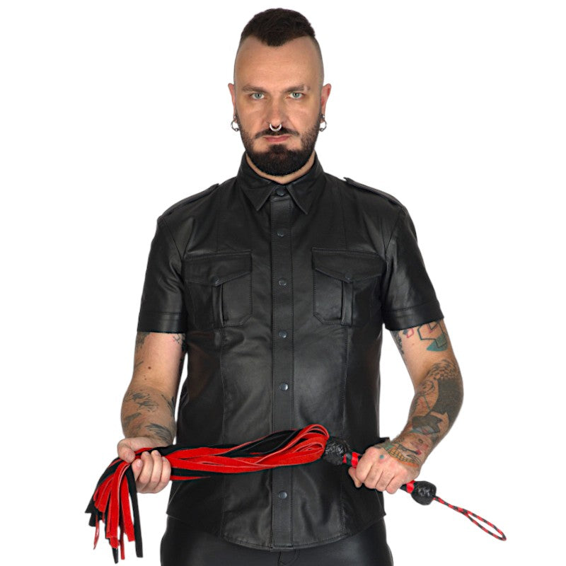 Liberation-X Short Sleeved Leather Military Shirt Black