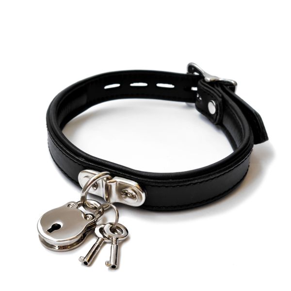 20mm Collar w Padlock Padded & Lined BLK BLK