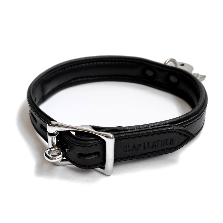 20mm Collar w/ Padlock Padded & Leather Lined BLK/BLK
