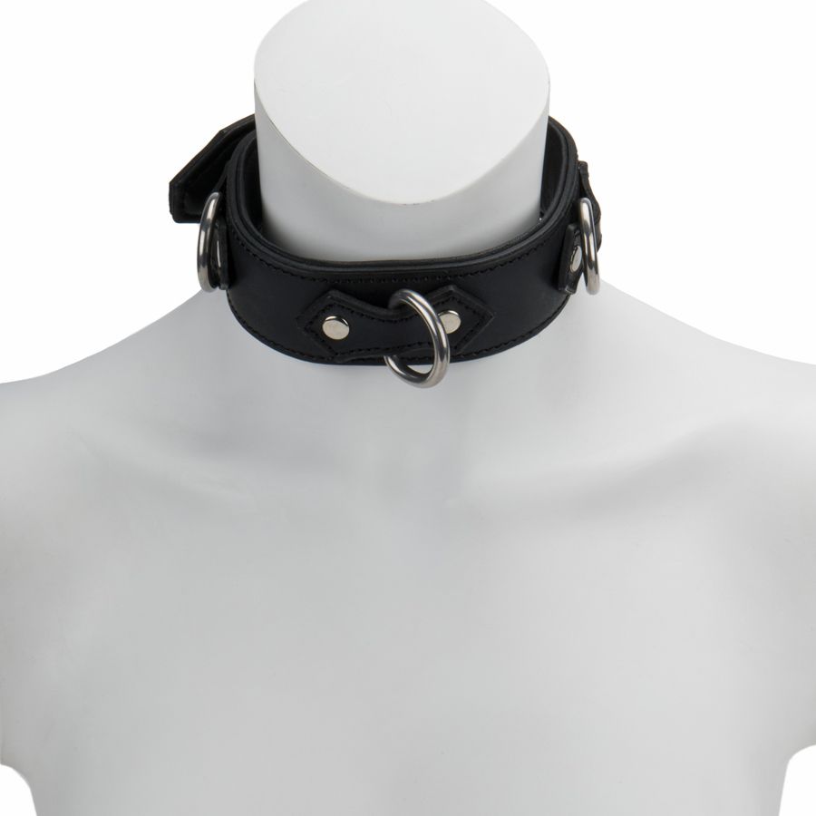 40mm Collar With 3X D-Ring Padded & Leather Lined