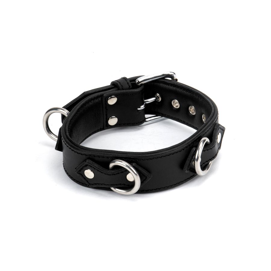 40mm Collar With 3X D-Ring Padded & Leather Lined