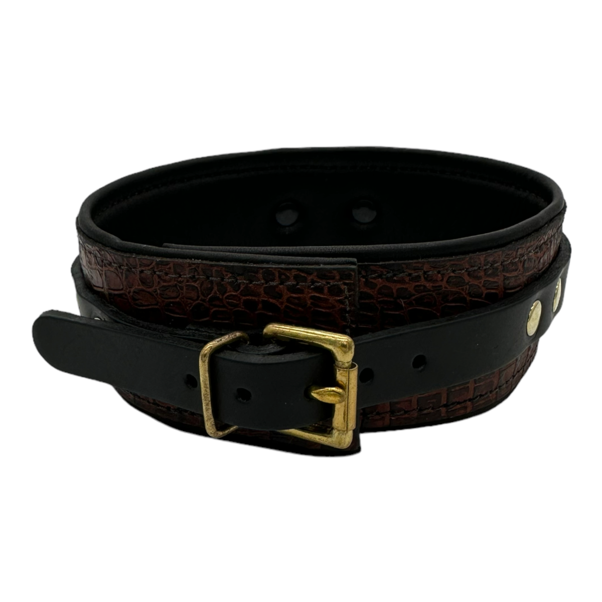 Wing collar in brown croc and black S/M