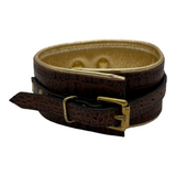 Wing Collar in Brown Croc with Gold Lining S/M