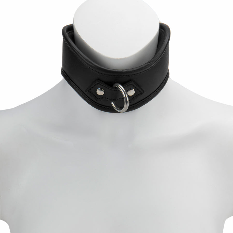 Curved D-Ring Collar M/L Padded & Black Leather Lined
