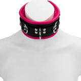65mm Collar with 3X D-Ring Padded & Pink Leather Lined
