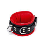 65mm Collar with 3X D-Ring Padded & Red Leather Lined