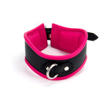 Curved D-Ring Collar M/L Padded & Pink Leather Lined