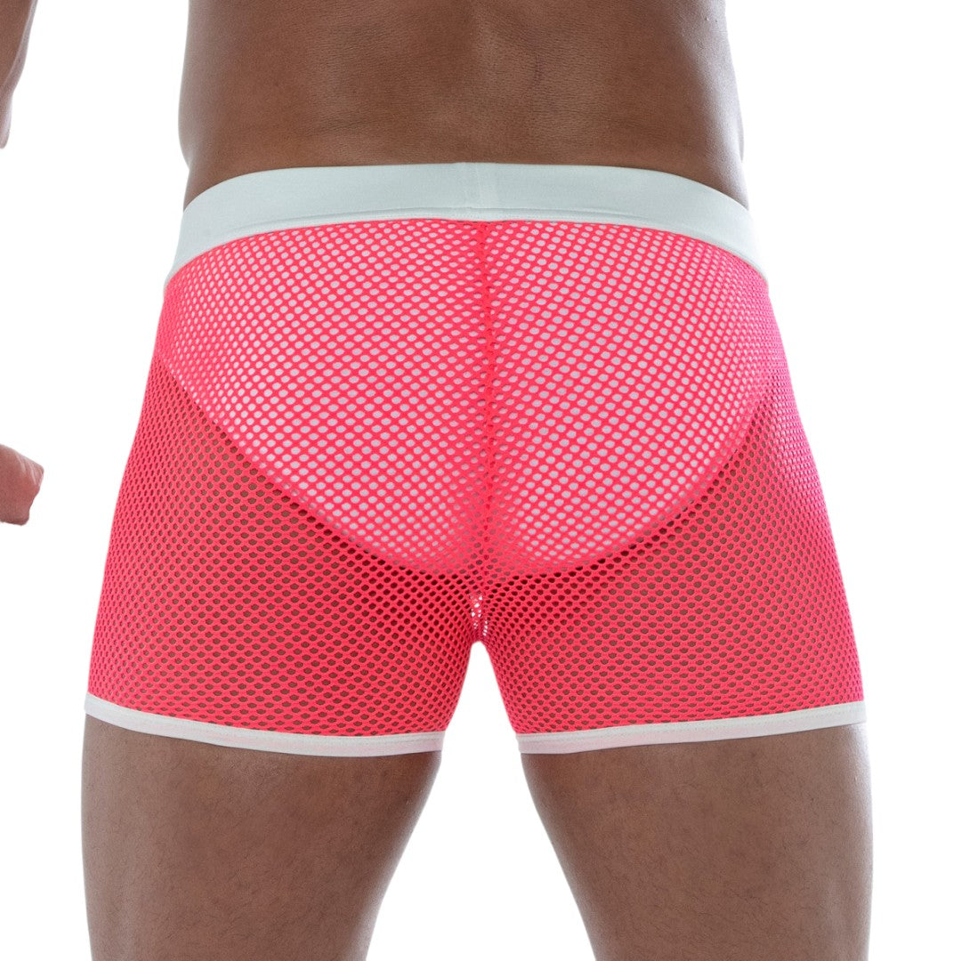 Neon Mesh Shorts-Pink