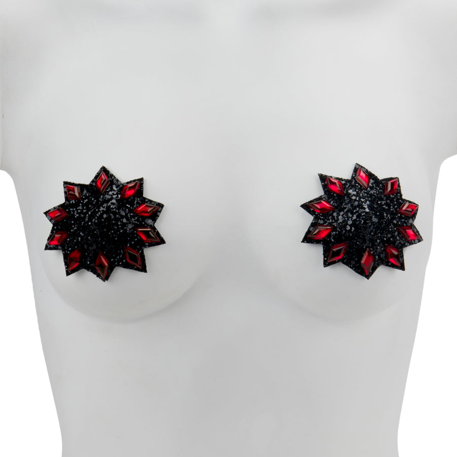 Pasties - Starburst in Black/Red