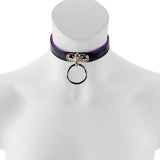 17mm Collar  with Ring- Suede Lined BLK/PUR