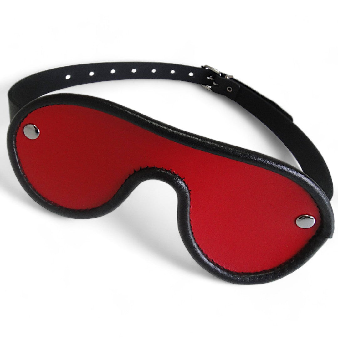 Leather Blindfold w/ adjustable strap Red