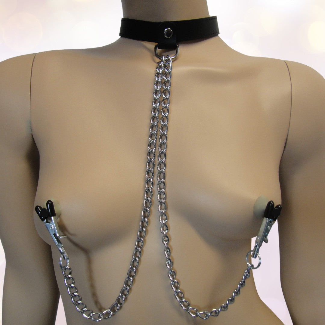 Leather Collar & Nipple Clamps