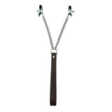 Adjustable Nipple Clamps With Chain Leash And Brown Leather Handle
