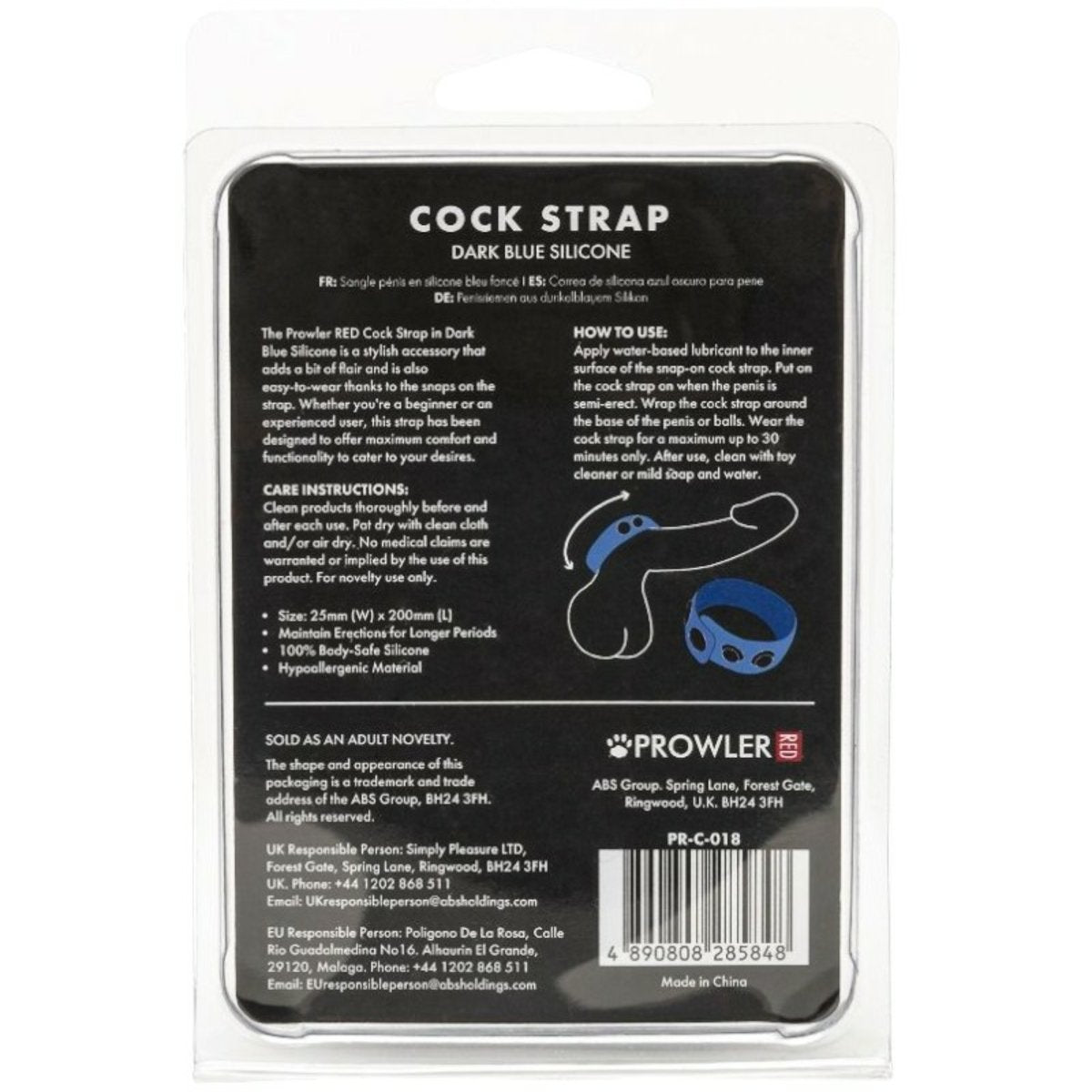 Prowler Dark Blue Silicone Cock Strap