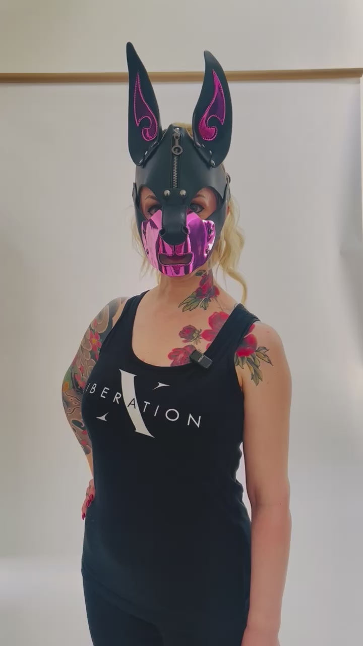 K9-CHROME DOG MASK-Red