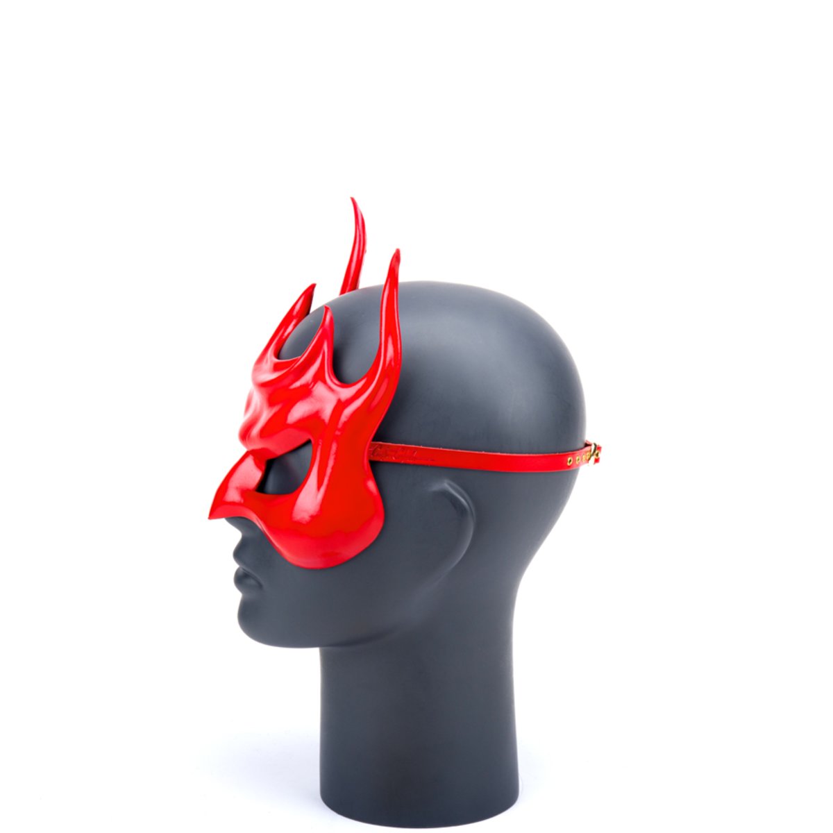 Cecilio Leather Designs Quad Horned Creature Mask - Red