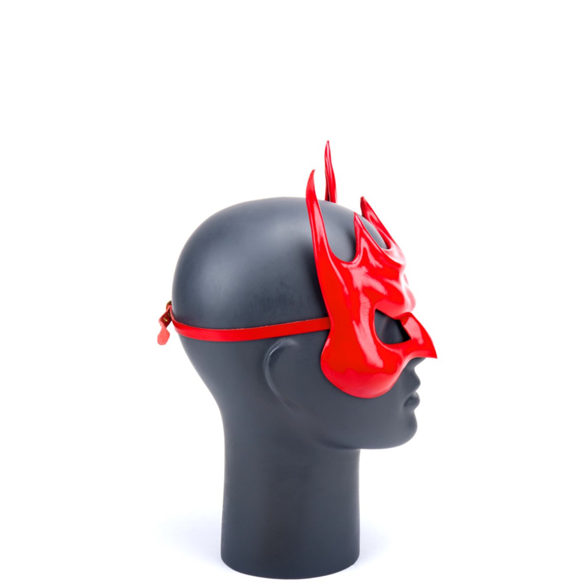 Cecilio Leather Designs Quad Horned Creature Mask - Red