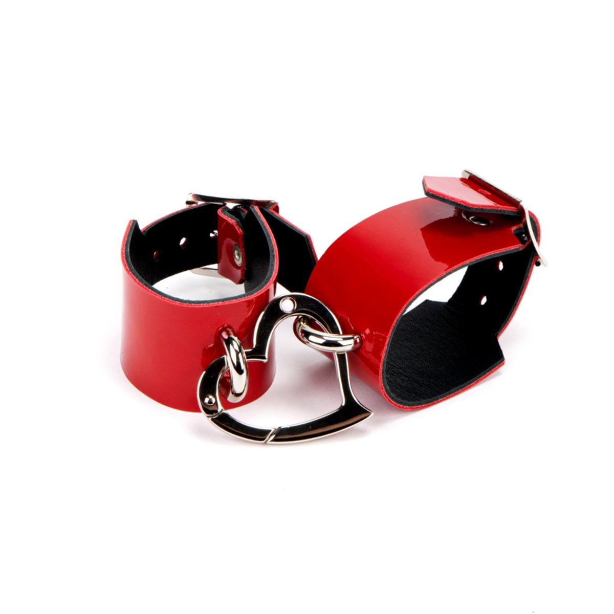 Decorative Handcuffs-Leather Love Trap Red With Heart
