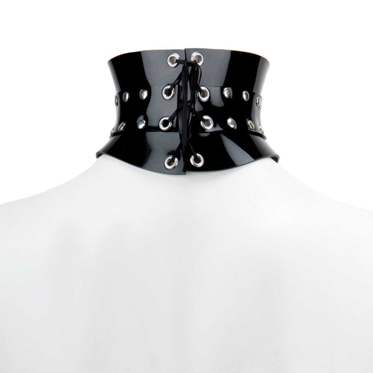 Posture Lace-Up Collar Pvc Red Ribbon