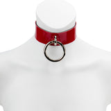 Choker - Leather Love Trap Round Red