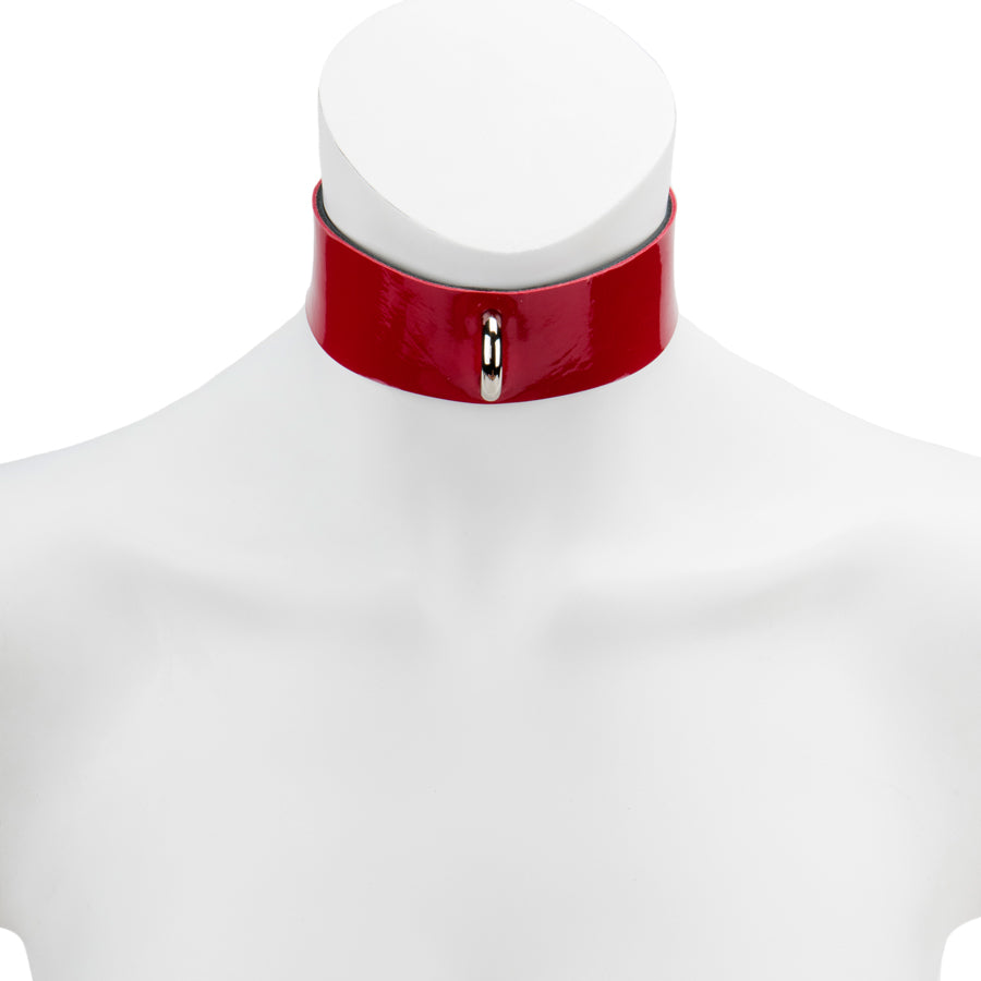 Choker - Leather Love Trap Heart Red