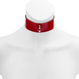 Choker - Leather Love Trap Heart Red
