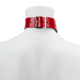 Choker - Leather Love Trap Heart Red