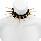 Choker - XL Spikes and Lace in Gold