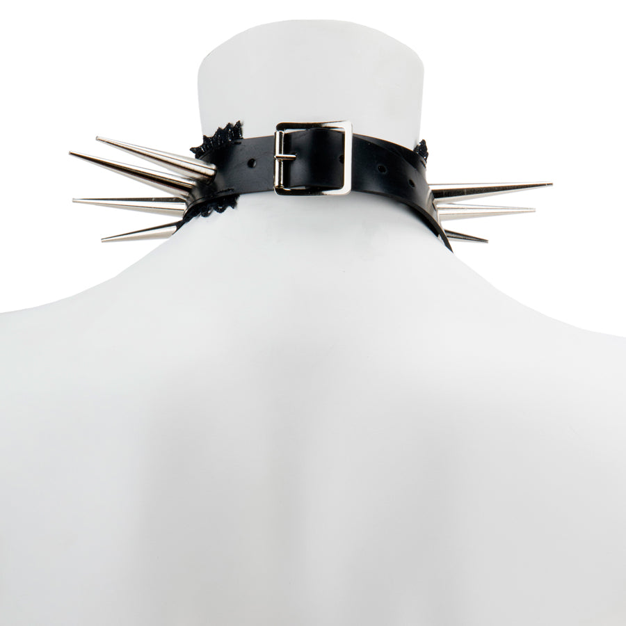 Choker - XL Spikes and Lace in Silver