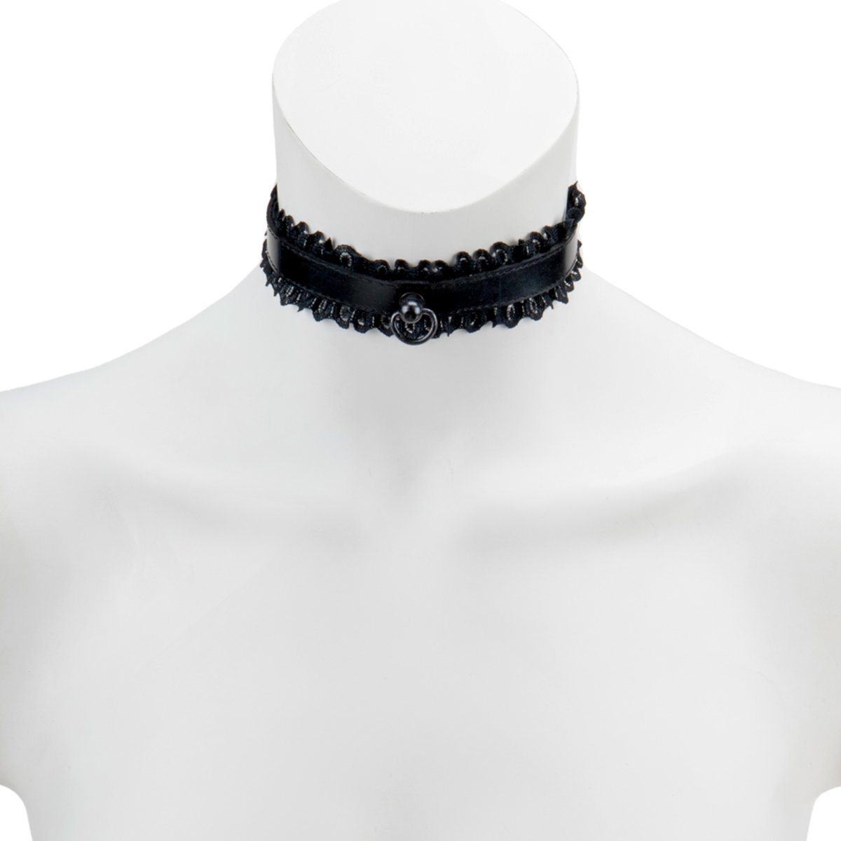 Choker-Lace Trimmed Choker With Ring