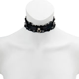 Choker-Lace Trimmed Choker With Ring