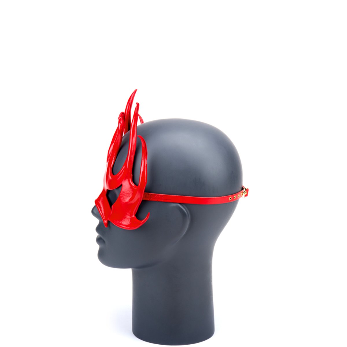 Cecilio Leather Design Flame Goddess  Mask - Red