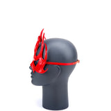 Cecilio Leather Design Flame Goddess  Mask - Red