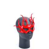 Cecilio Leather Design Flame Goddess  Mask - Red