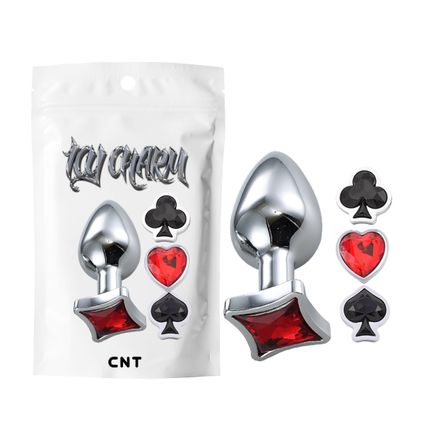 Poker Game Butt Plug Gem Set Black - Red