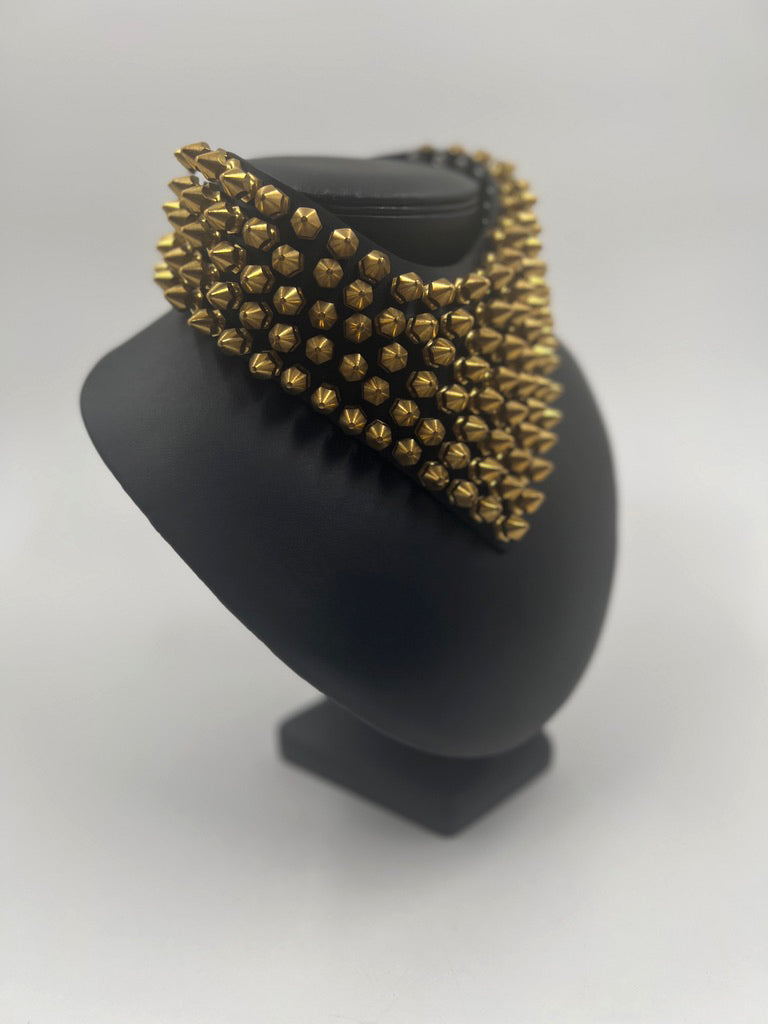 Necklace - Large Gold Spike  Rubber