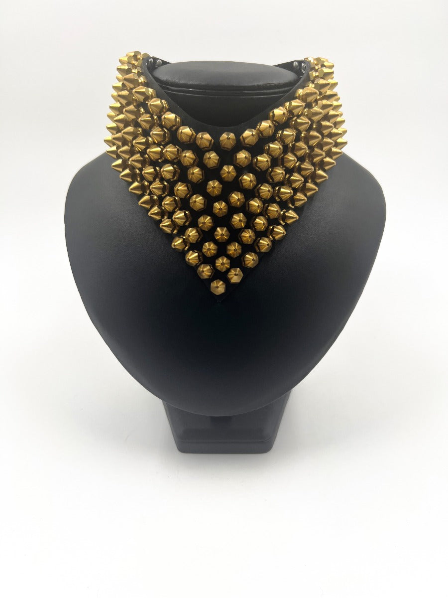 Necklace - Large Gold Spike  Rubber
