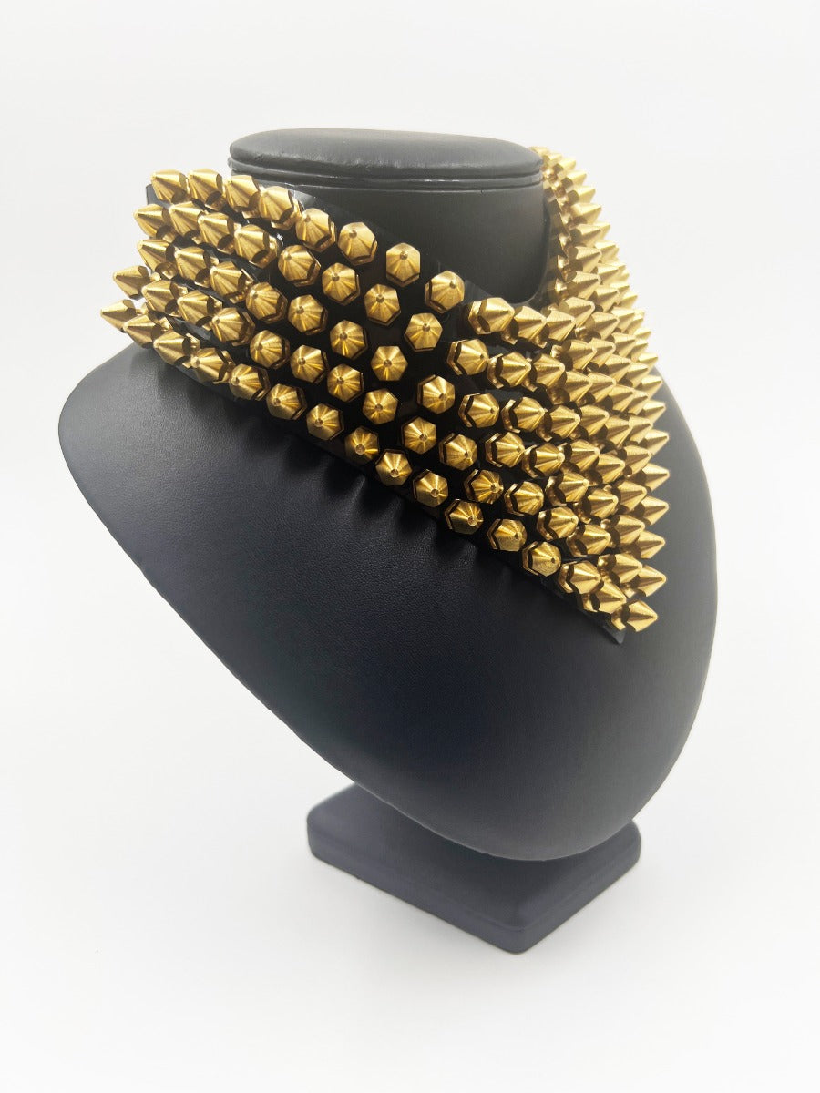 Necklace - Large Gold Spike  Rubber