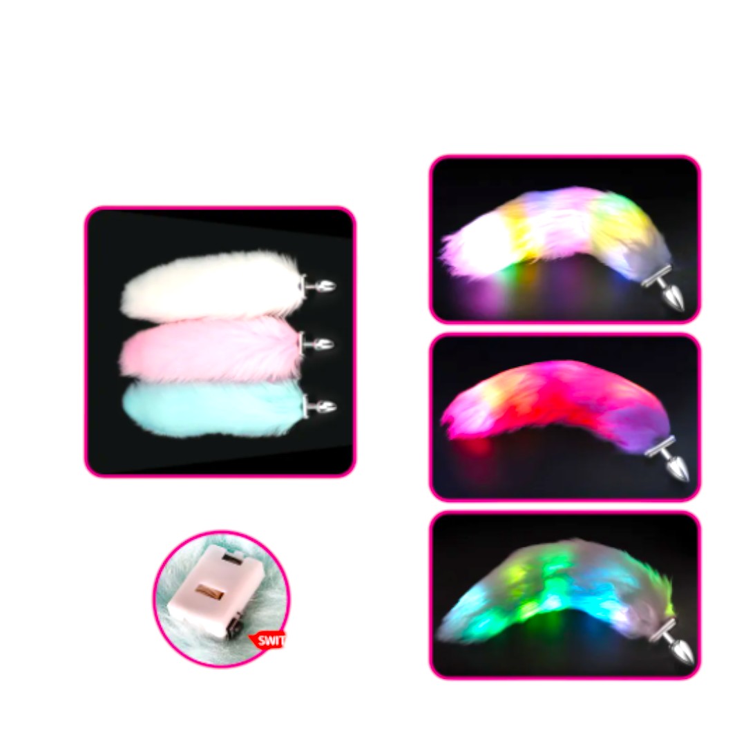 Light-up Tail with Steel Butt-Plug  Mint Green