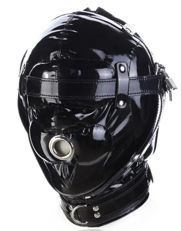 Sensory Deprivation Bondage Hood PVC Black