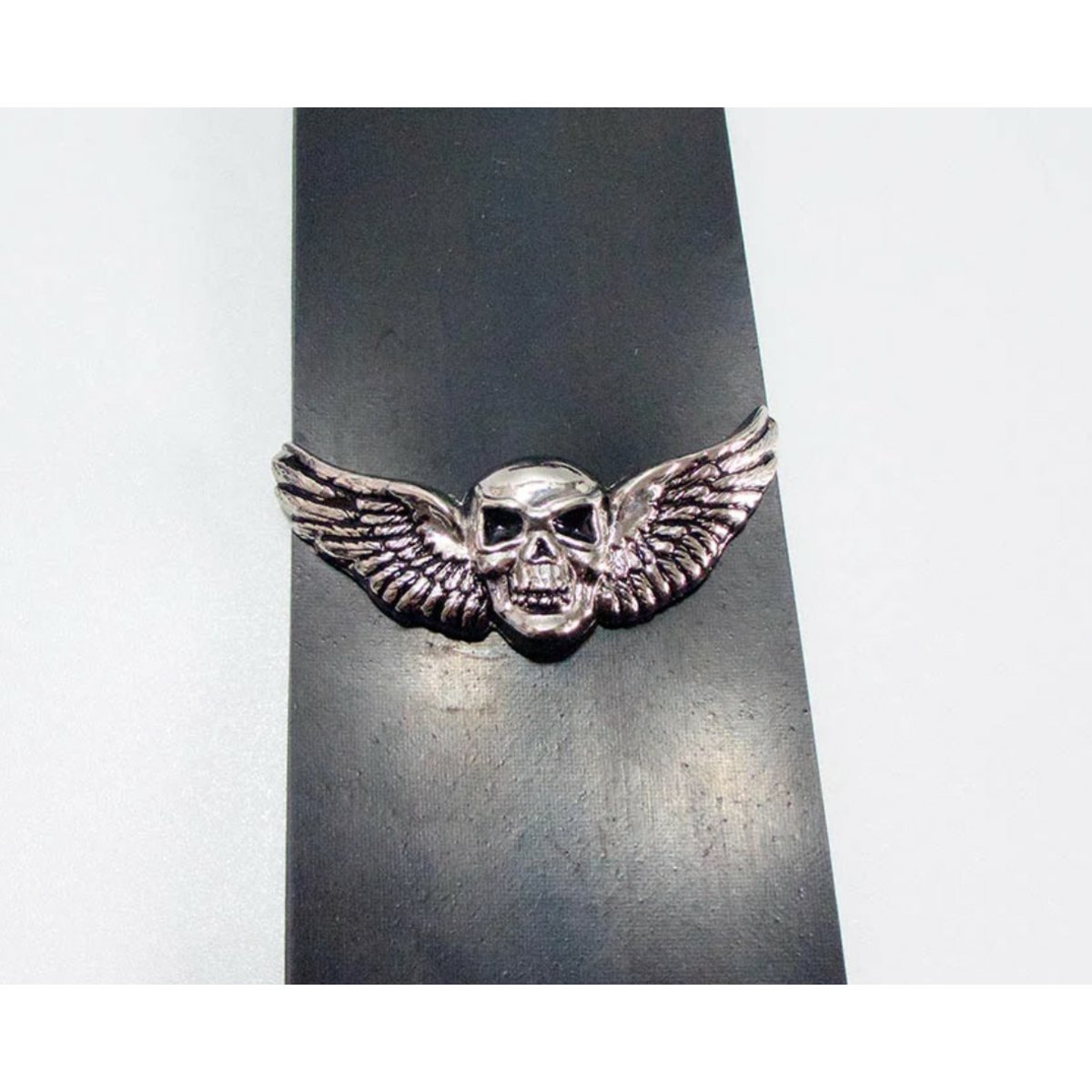 Skinny Tie W/ Winged Skull