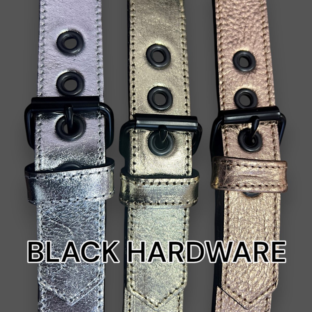 Metallic Leather Slave Lead Padded & Leather Lined Handle Silver/Black Width M2O
