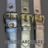 Metallic Leather Slim O Ring Collar Leather Lining M2O