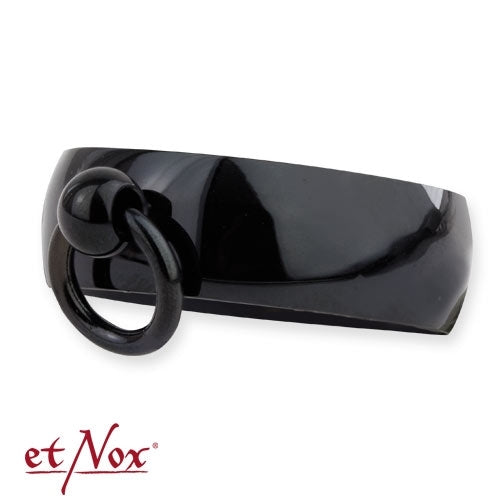 EtNox Story of O Black Stainless Steel Curved Ring 8mm