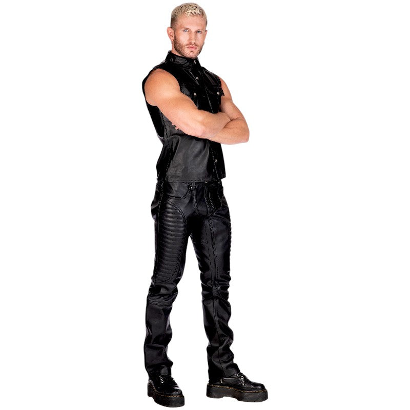 Liberation-X Sleeveless Leather Military Shirt Black