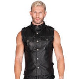 Liberation-X Sleeveless Leather Military Shirt Black