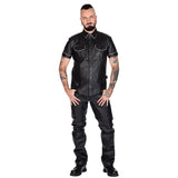 Liberation-X Short Sleeved Leather Military Shirt Black-White